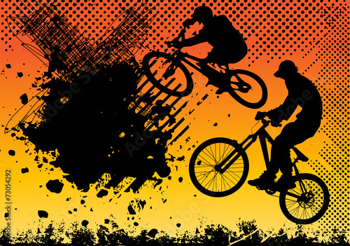 extreme bicycle jumping with grunge vector