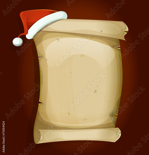 Santa Claus Hat On Old Parchment Scroll