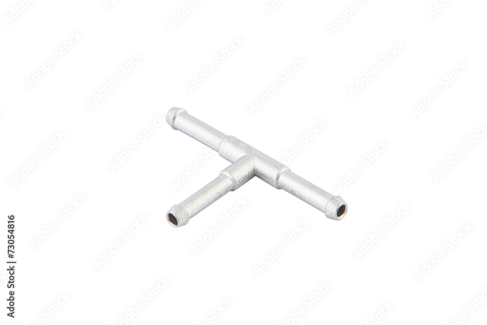 Aluminum parts of the car. Tee on white background