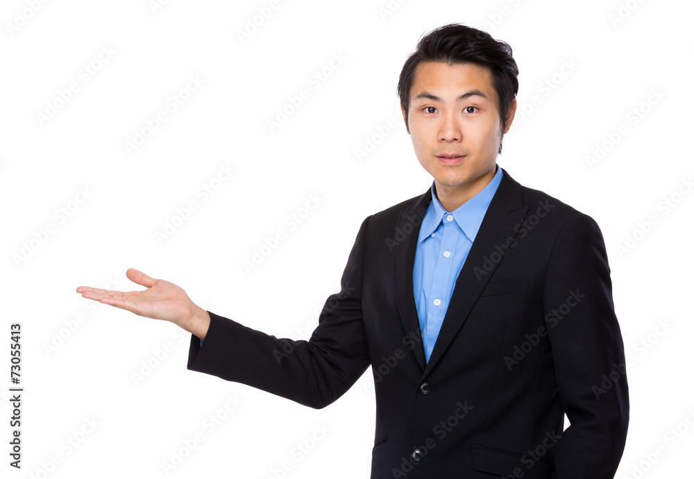 Businessman with hand show with balnk sign Businessman with hand show with balnk sign
