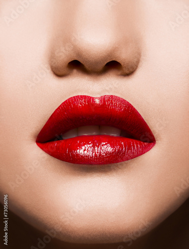 Closeup Red Lips Makeup sensual