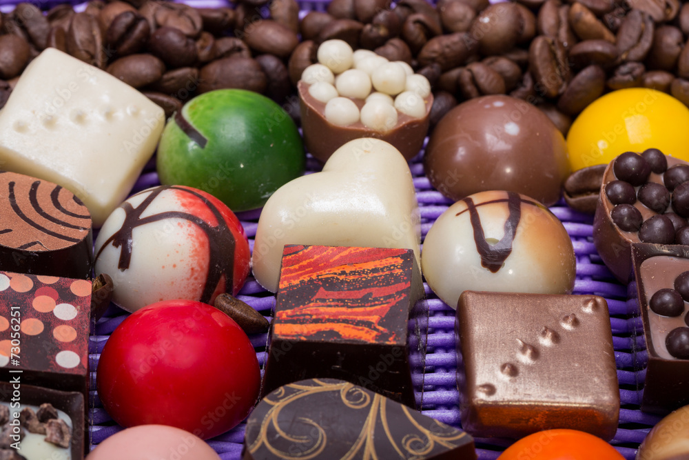chocolate pralines and coffee beans chocolate pralines and coffee beans