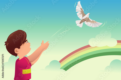 Kid release a bird