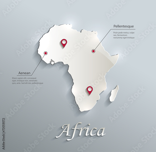 Africa map blue white card paper 3D vector infographics