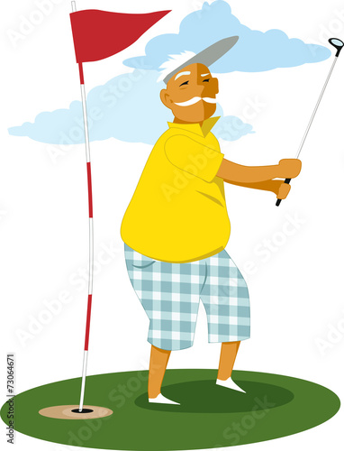 Senior man playing golf