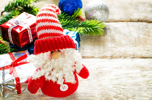 Wallpaper Mural Christmas background with gifts, Santa Claus and balls Torontodigital.ca