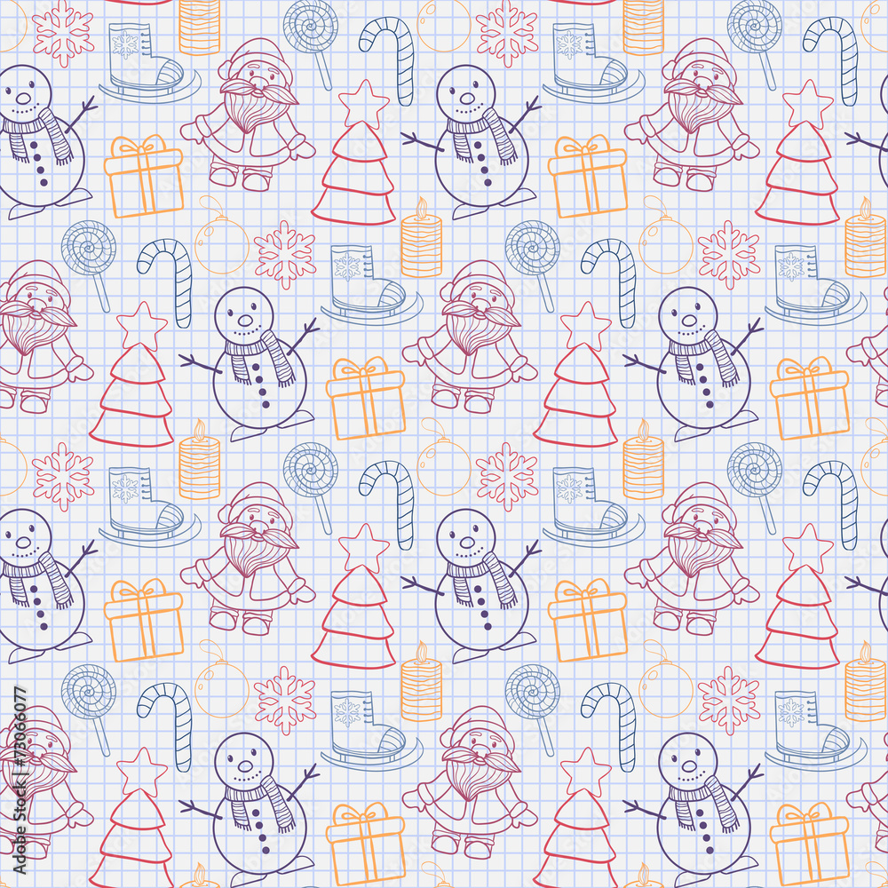 Vector seamless   Happy New Year and Merry Christmas pattern