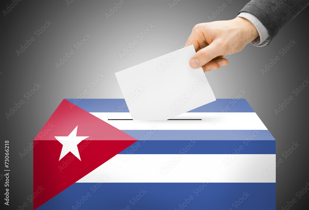 Ballot box painted into national flag colors - Cuba Ballot box painted into national flag colors - Cuba