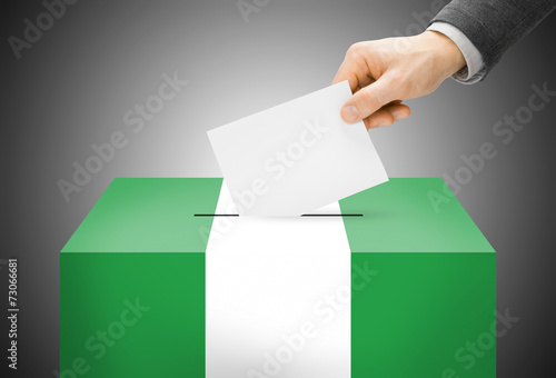 Ballot box painted into national flag colors - Nigeria