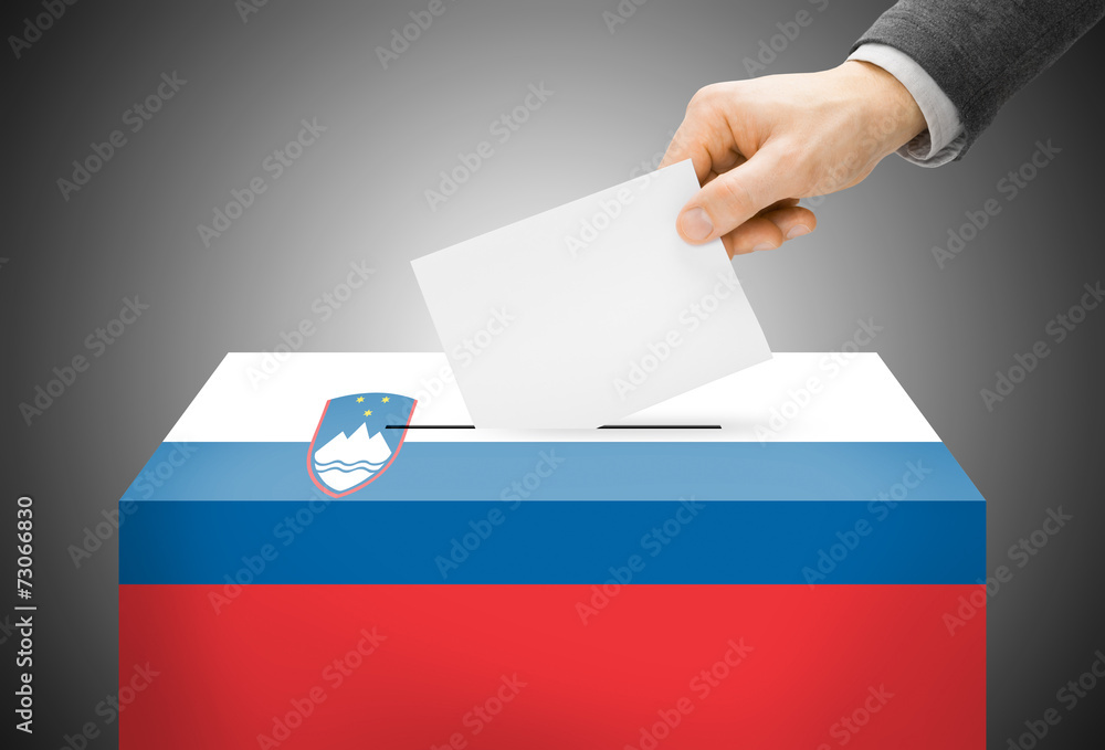 Ballot box painted into national flag colors - Slovenia Ballot box painted into national flag colors - Slovenia