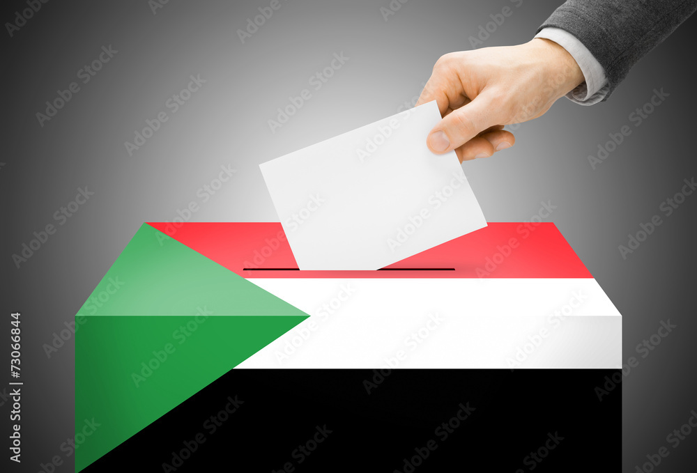 Ballot box painted into national flag colors - Sudan Ballot box painted into national flag colors - Sudan
