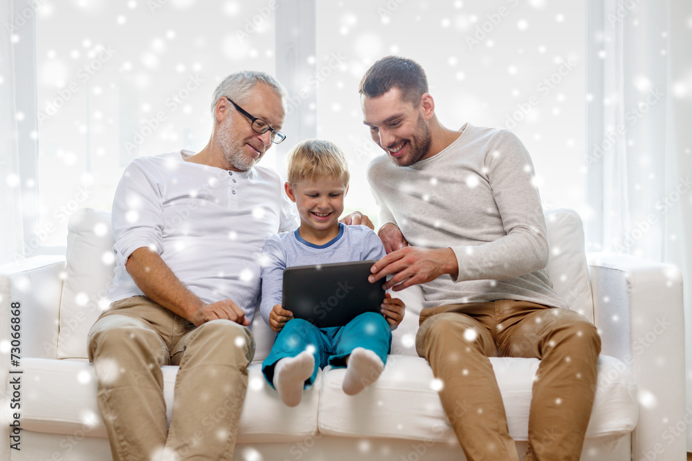 smiling family with tablet pc at home smiling family with tablet pc at home