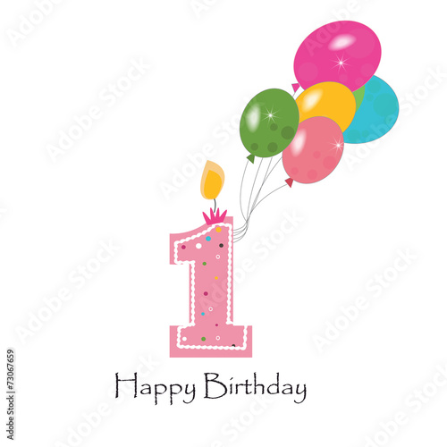 Happy first birthday colorful balloon vector background
