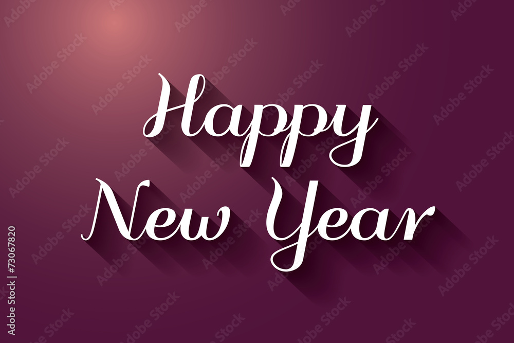 Colorful illustration. Happy new year card in dark purple color