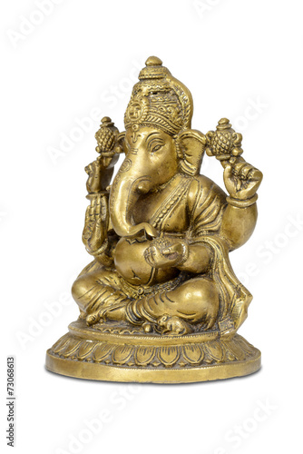 Figurine of Hindu god Ganesha isolated with clipping path.