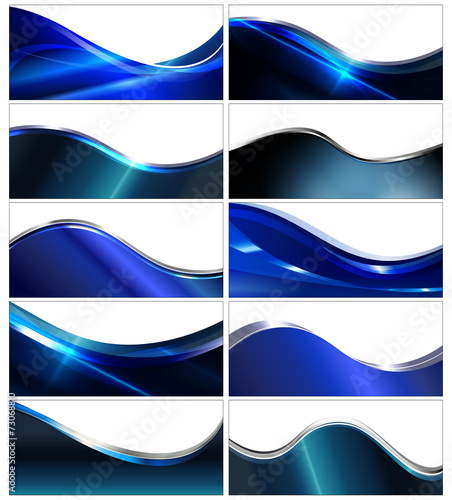 Shiny blue banner & background set