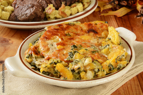 Butternut squash and spinach gratin