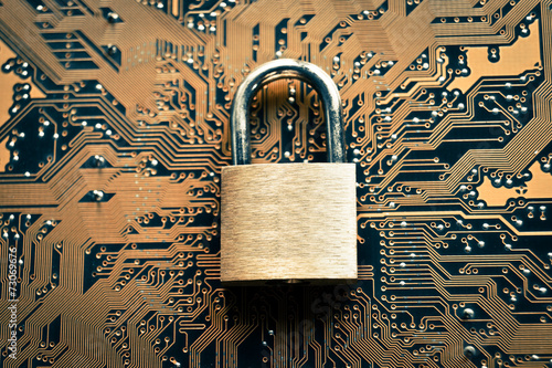 security lock on computer circuit board