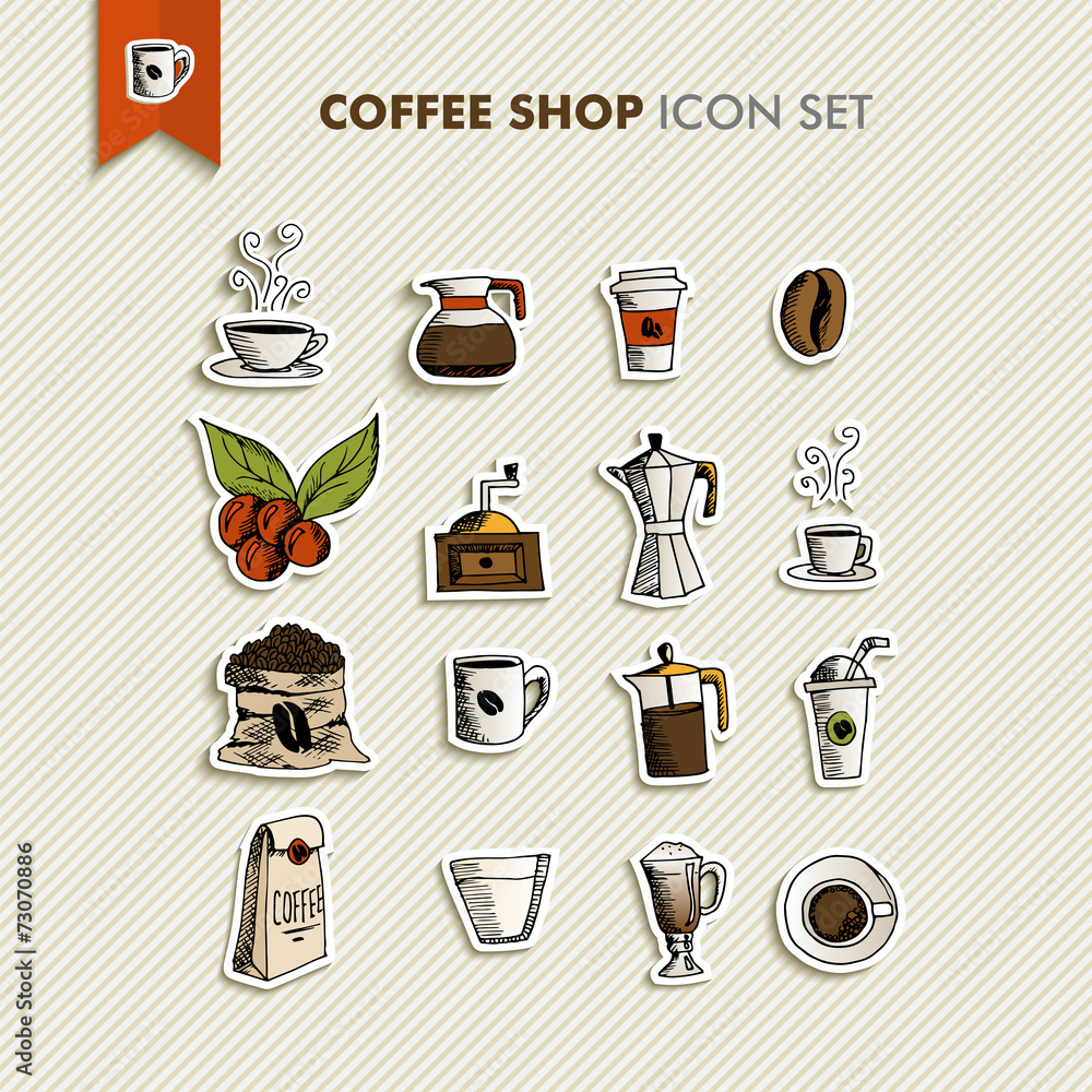 Coffee shop icons set illustration
