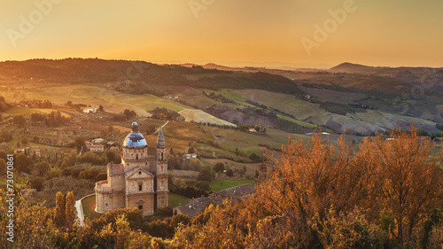 Bilde på lerret Medieval building in Montepulciano, Church of San Biagio, Italy