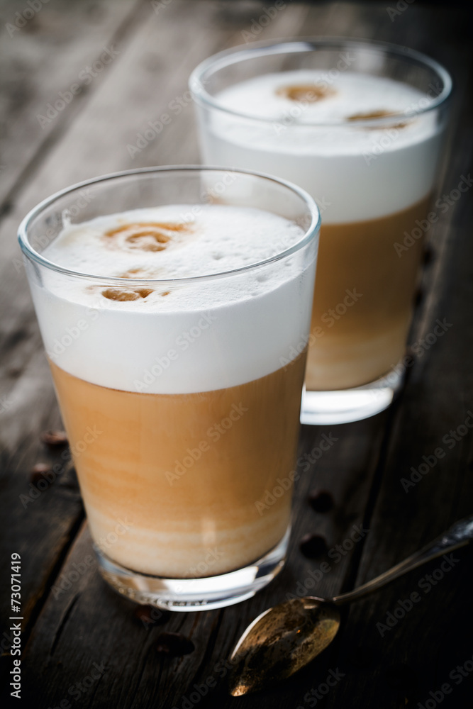 Two glasses of latte Two glasses of latte