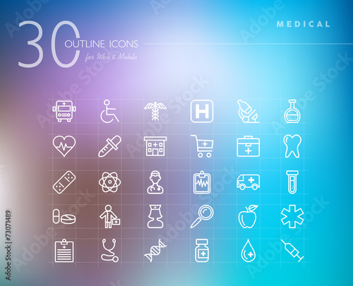 Medical outline icons set