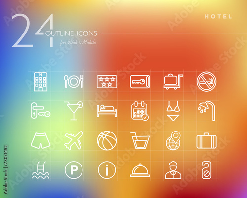 Hotel outline icons set