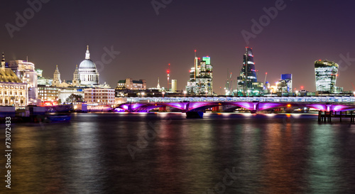 London, night view with Blackfriars bridge