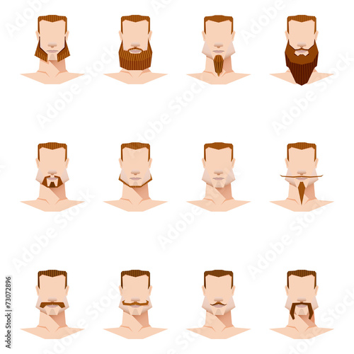 male face mustache and beard flat style