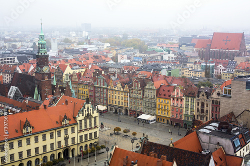 Wroclaw in cloudy weather. Traveling to Europe, Poland.