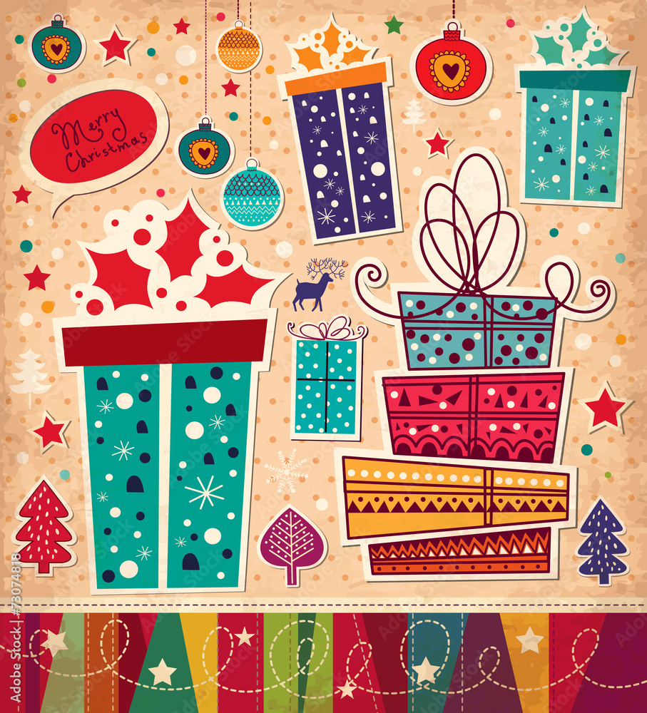 Christmas card with gift boxes