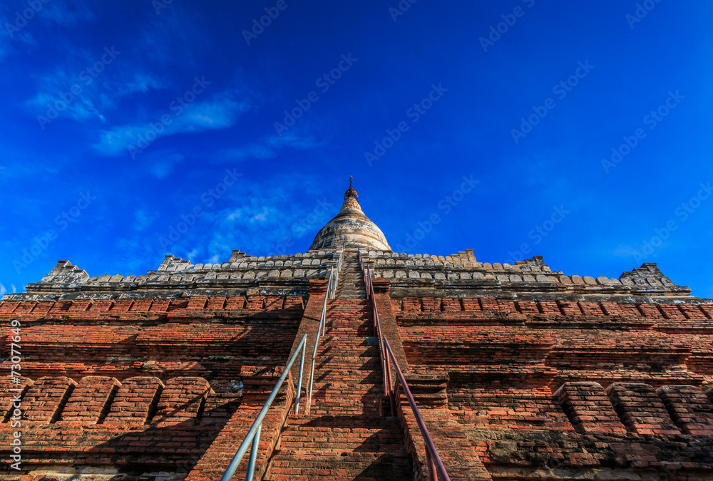 View of ancient pagoda at Old Bagan in Bagan-Nyaung U of Myanmar