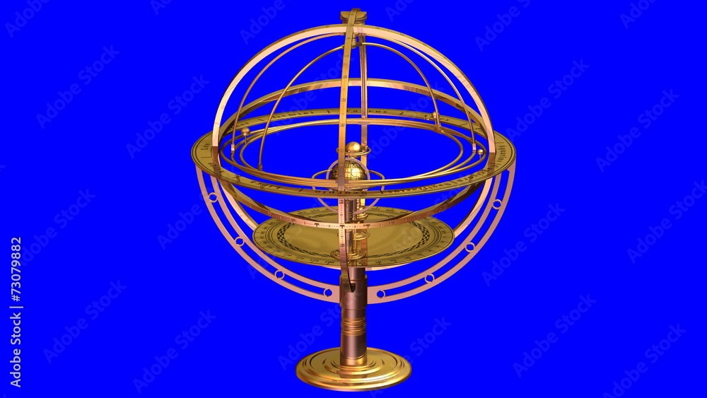 Armillary Sphere On Blue Background Armillary Sphere On Blue Background