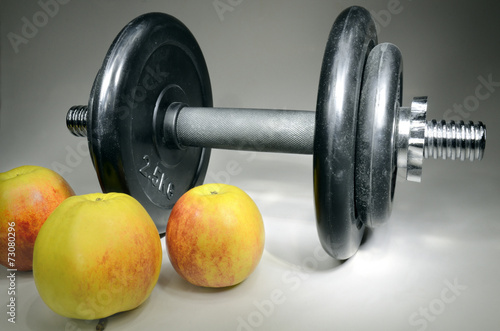 Dumbbell and apples