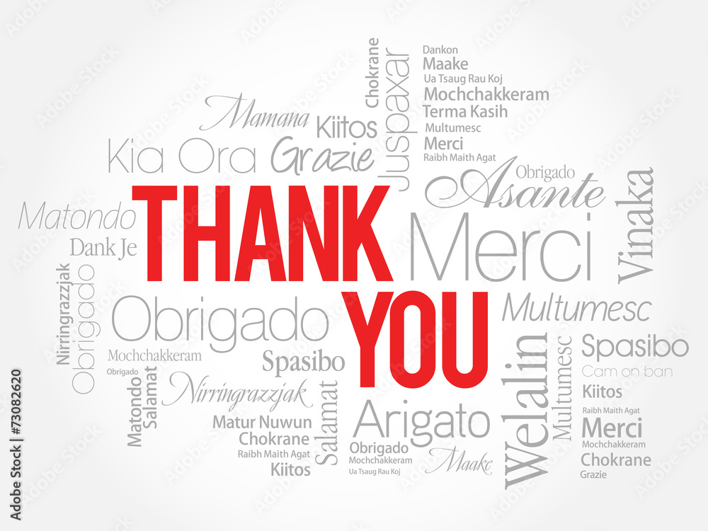 Red Thank You Word Cloud in vector format