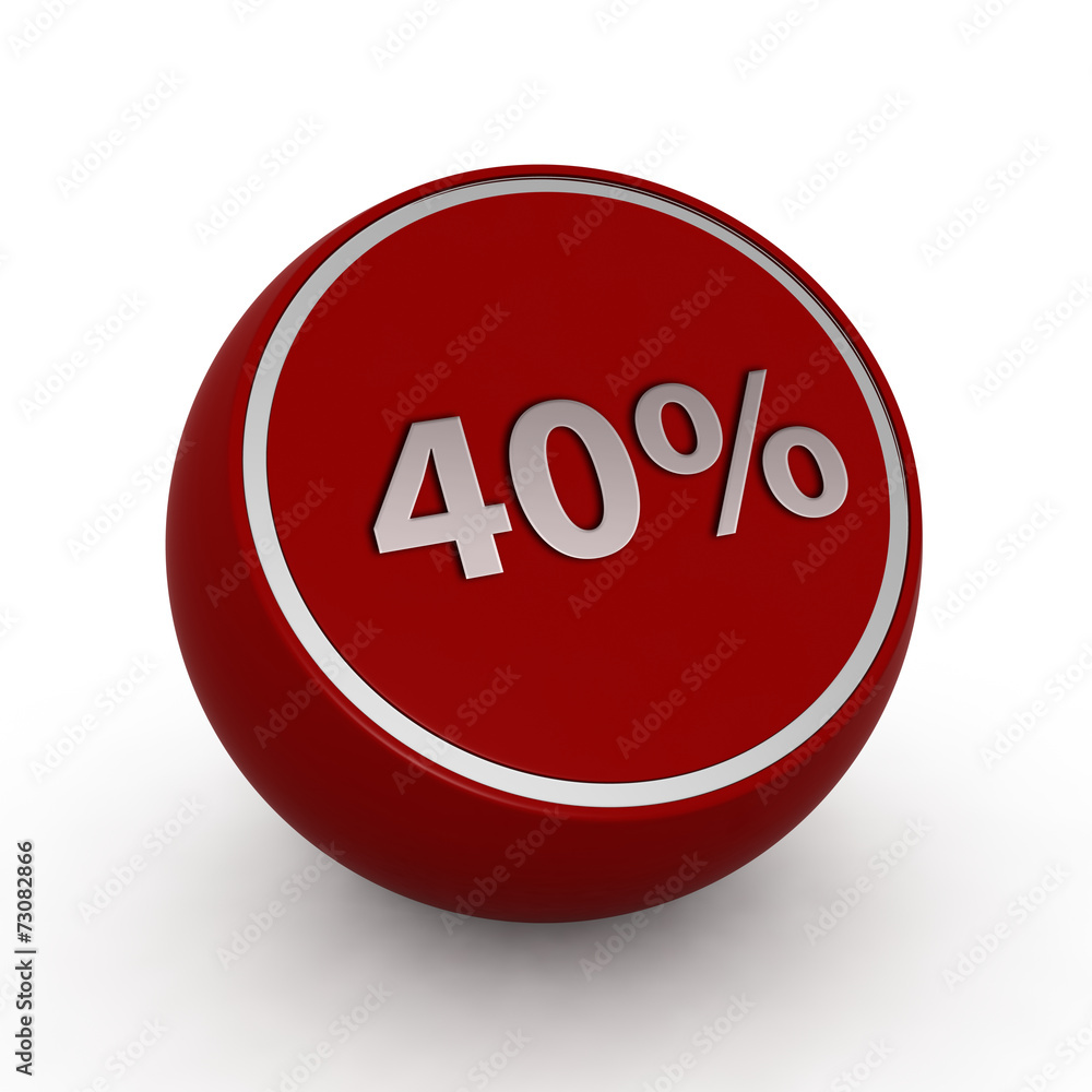 Fourty percent circular icon on white background Fourty percent circular icon on white background