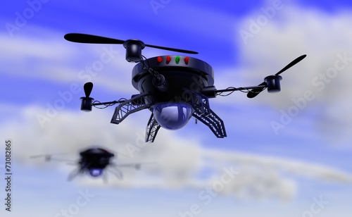Two drones flying in the air © emieldelange
