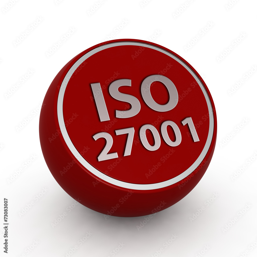 Iso 27001 circular icon on white background Iso 27001 circular icon on white background