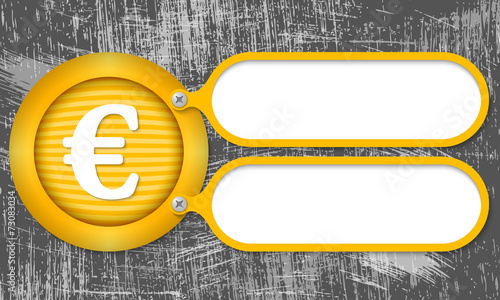 Yellow frames with euro symbol and scratched background
