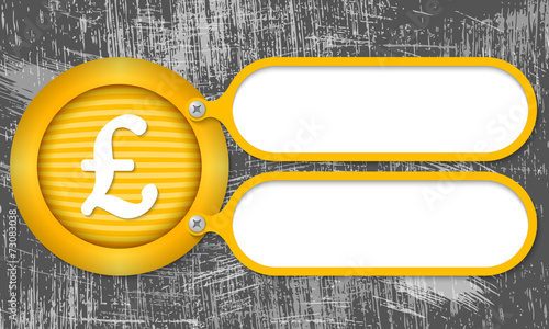 Yellow frames with pound sterling symbol and scratched backgroun