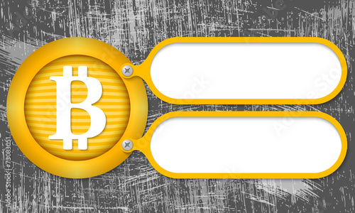 Yellow frames with bit coin symbol and scratched background