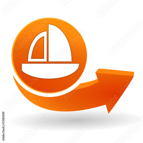 voilier sur bouton web orange