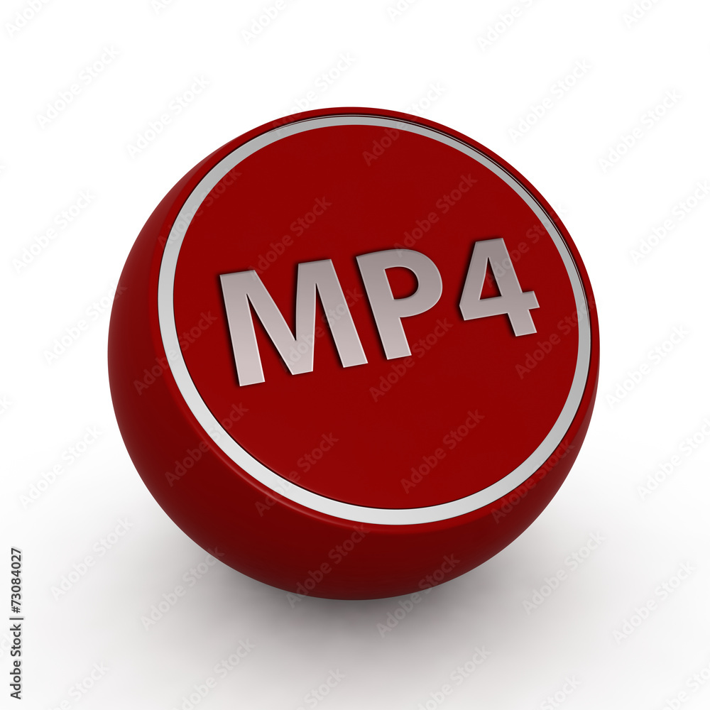 MP4 circular icon on white background MP4 circular icon on white background
