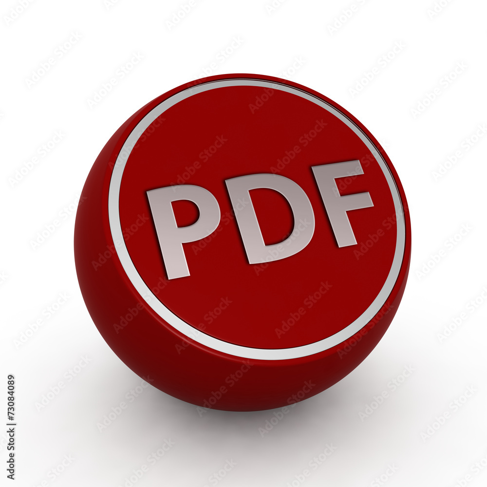 Pdf circular icon on white background Pdf circular icon on white background