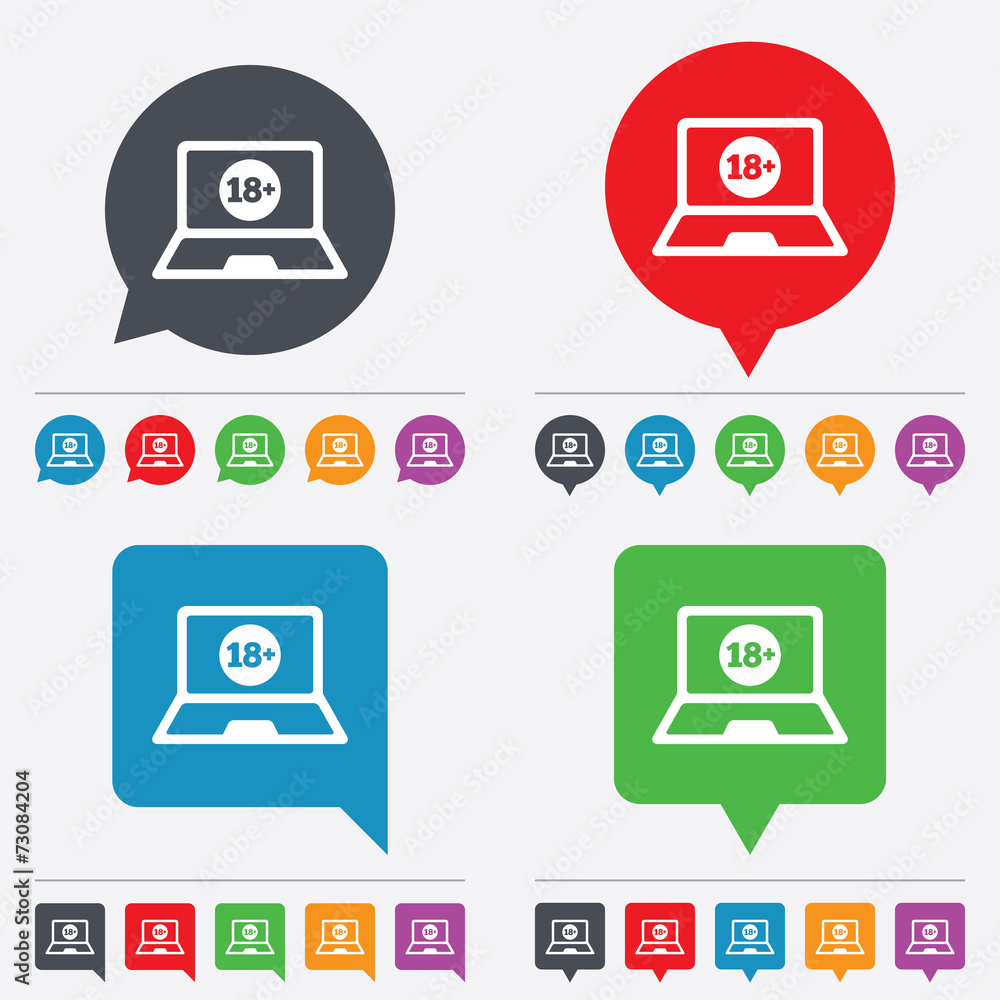 Adults content laptop icon. Website for adults. Adults content laptop icon. Website for adults.