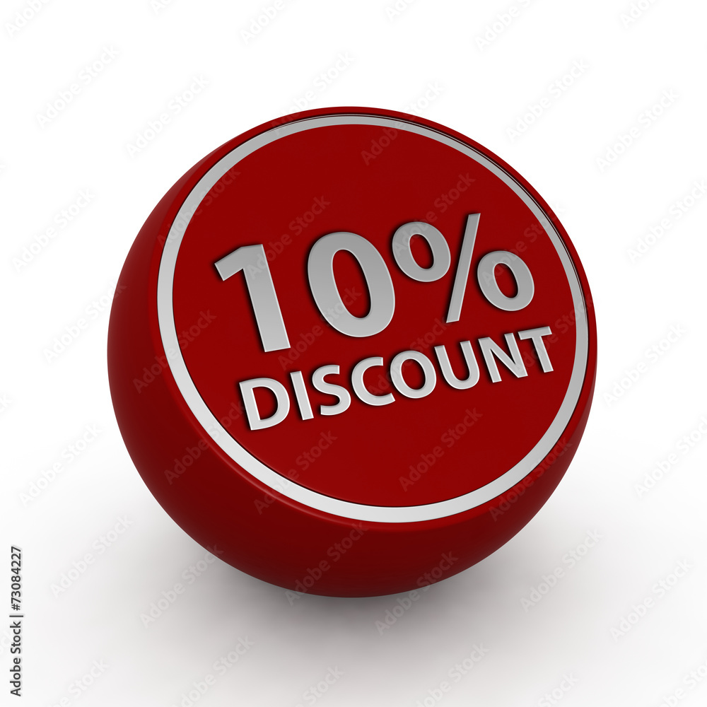 Discount ten percent circular icon on white background Discount ten percent circular icon on white background