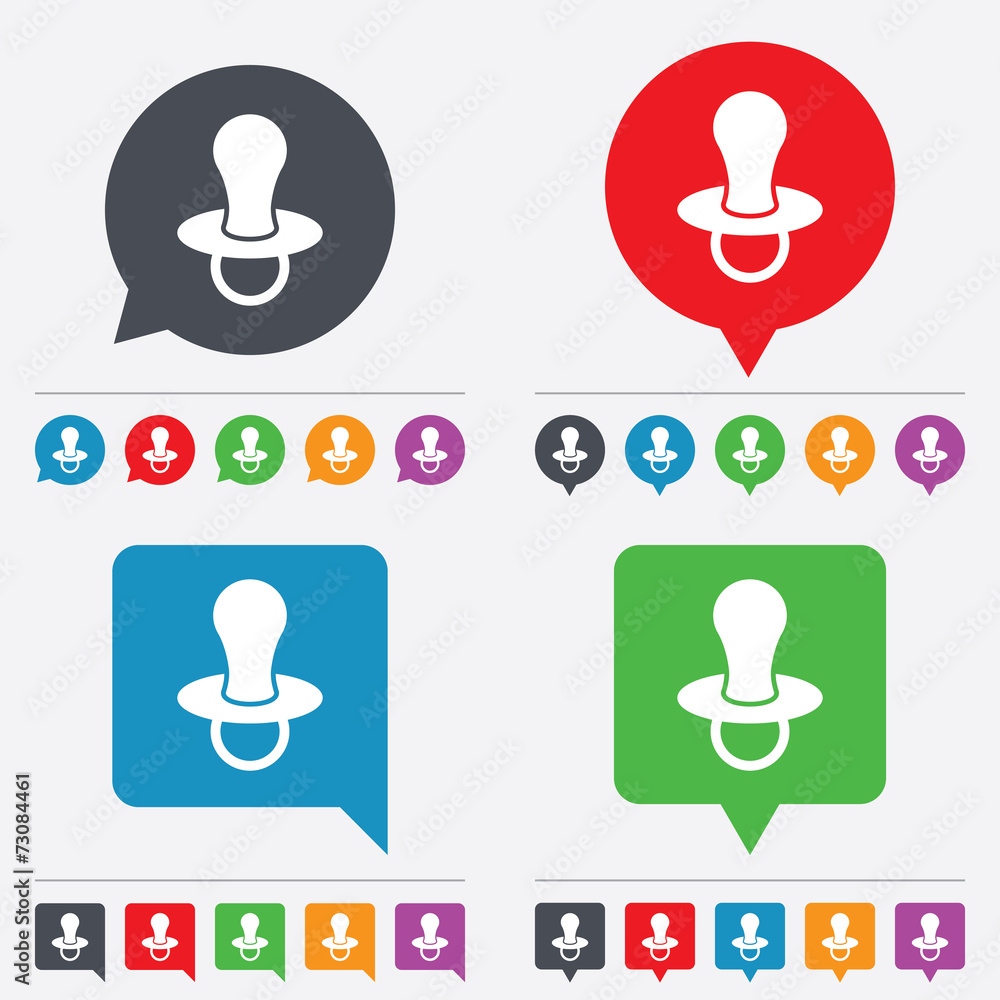 Baby's dummy sign icon. Child pacifier symbol. Baby's dummy sign icon. Child pacifier symbol.
