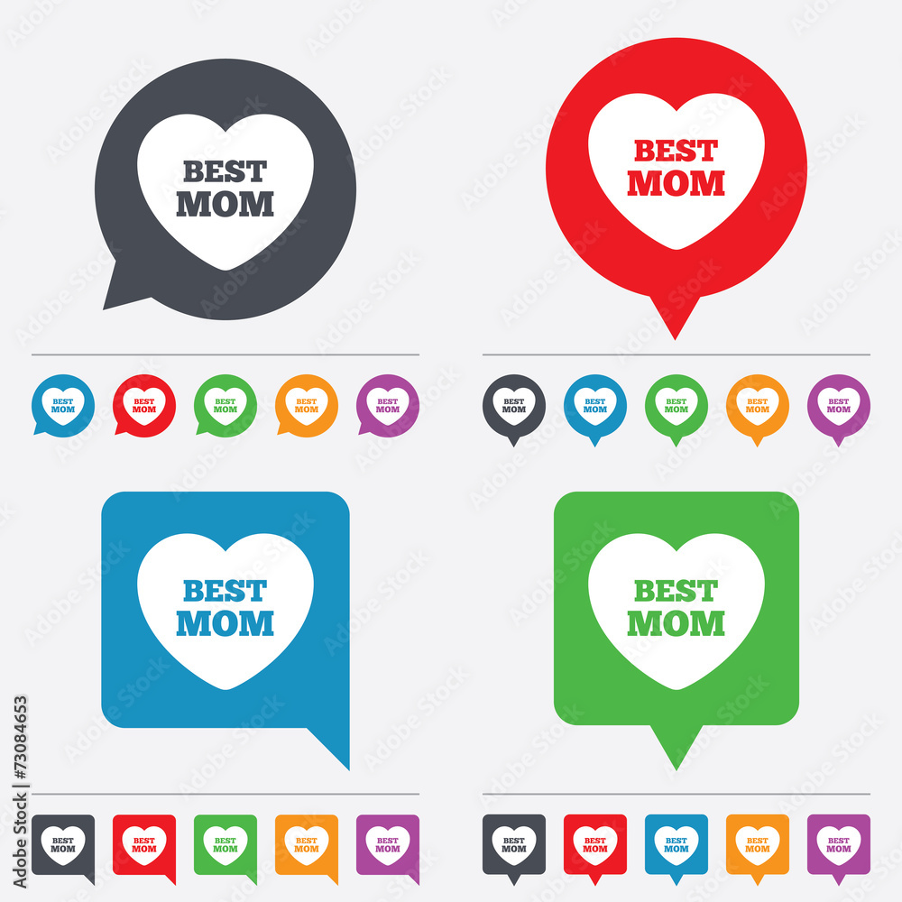 Best mom sign icon. Heart love symbol. Best mom sign icon. Heart love symbol.