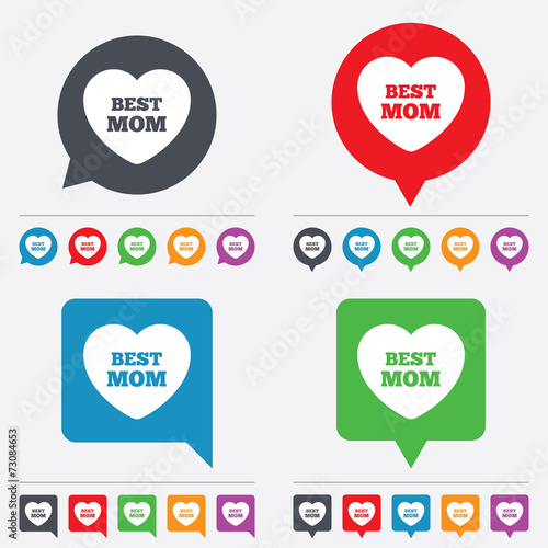 Best mom sign icon. Heart love symbol.