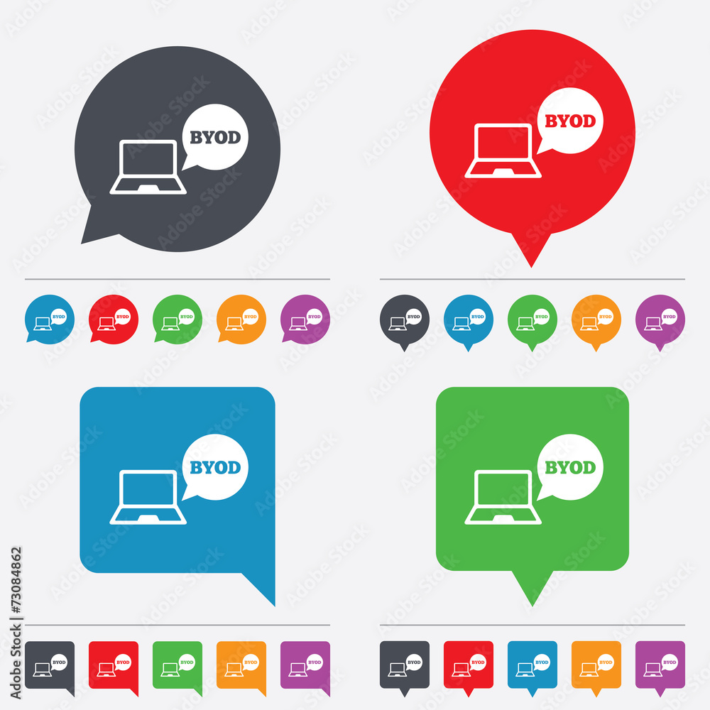 BYOD sign icon. Bring your own device symbol. BYOD sign icon. Bring your own device symbol.